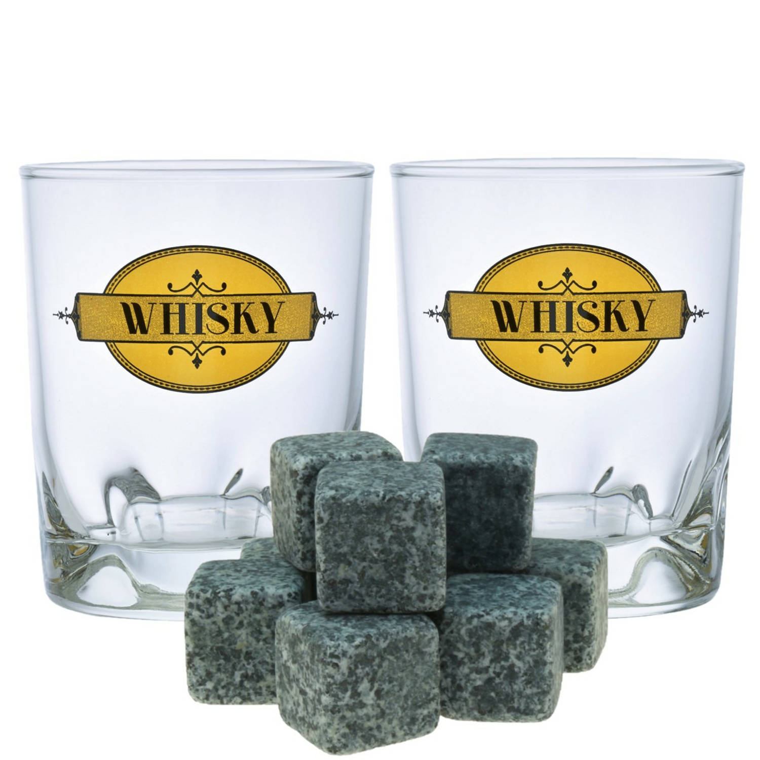Durobor whiskyglazen set 6x stuks 240 ml 9x whisky stenen Whiskeyglazen