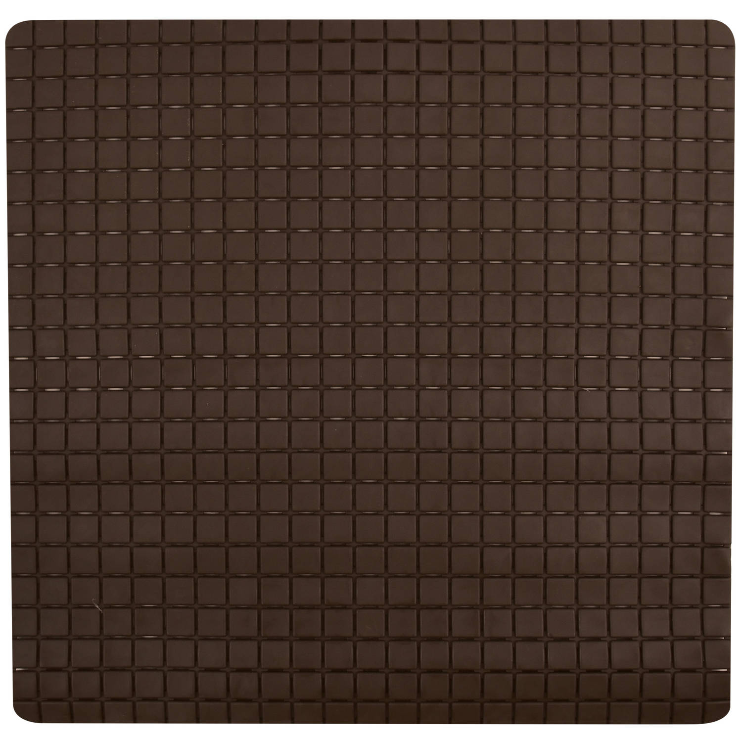 MSV Douche/bad anti-slip mat badkamer - rubber - bruin - 54 x 54 cm - met zuignappen