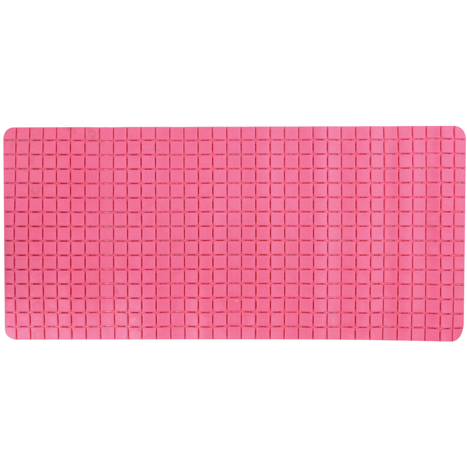 MSV Douche/bad anti-slip mat badkamer - rubber - fuchsia roze - 76 x 36 cm - met zuignappen