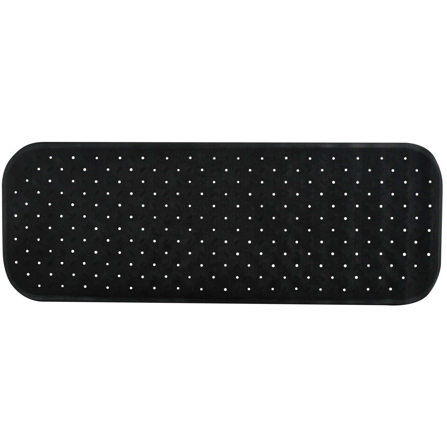 MSV Douche/bad anti-slip mat badkamer - rubber - zwart - 36 x 97 cm - met zuignappen - extra lang formaat