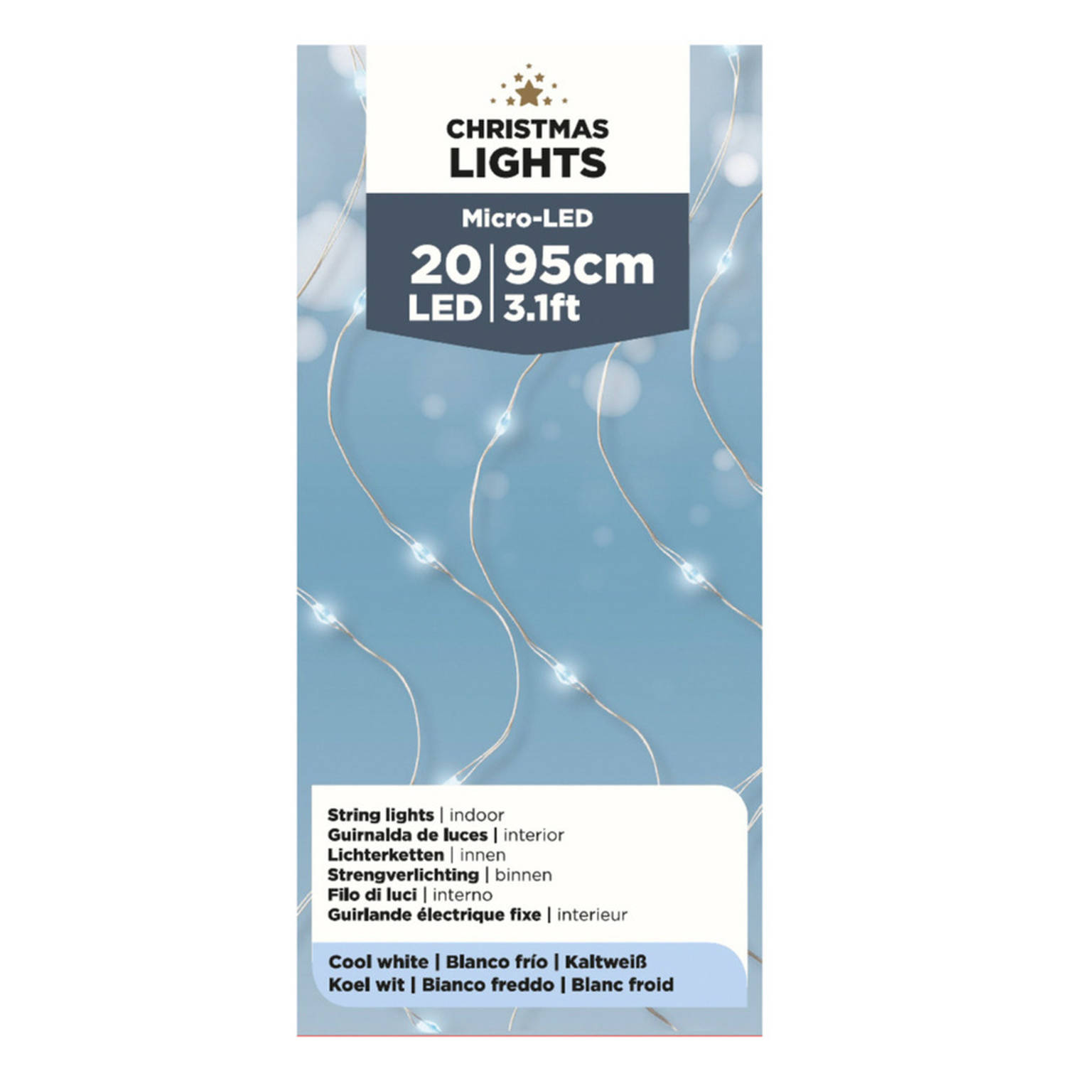 Micro LED binnenverlichting op batterij helder wit 20 lampjes Lichtsnoeren