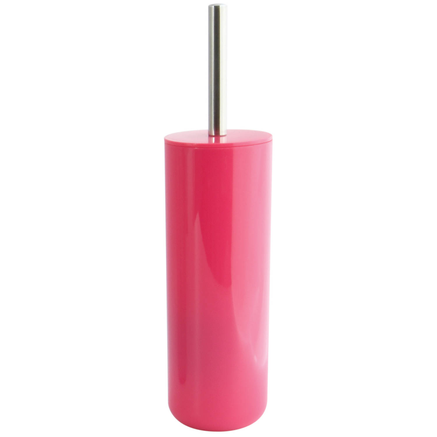MSV Porto Toilet/wc-borstel in houder - kunststof - fuchsia roze - 38 cm