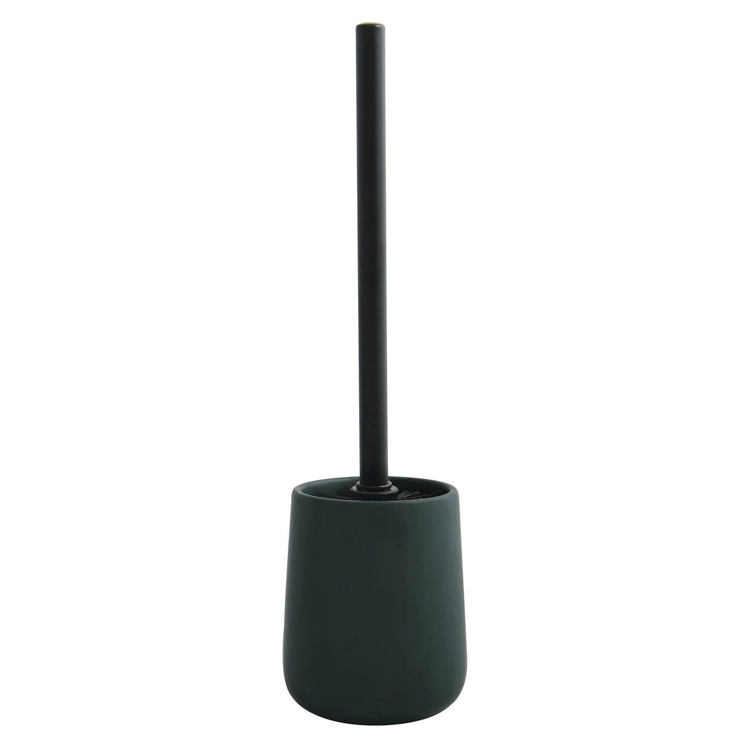 MSV Toiletborstel in houder/wc-borstel Malmo - keramiek en rvs - donkergroen/zwart - 39 x 10 cm