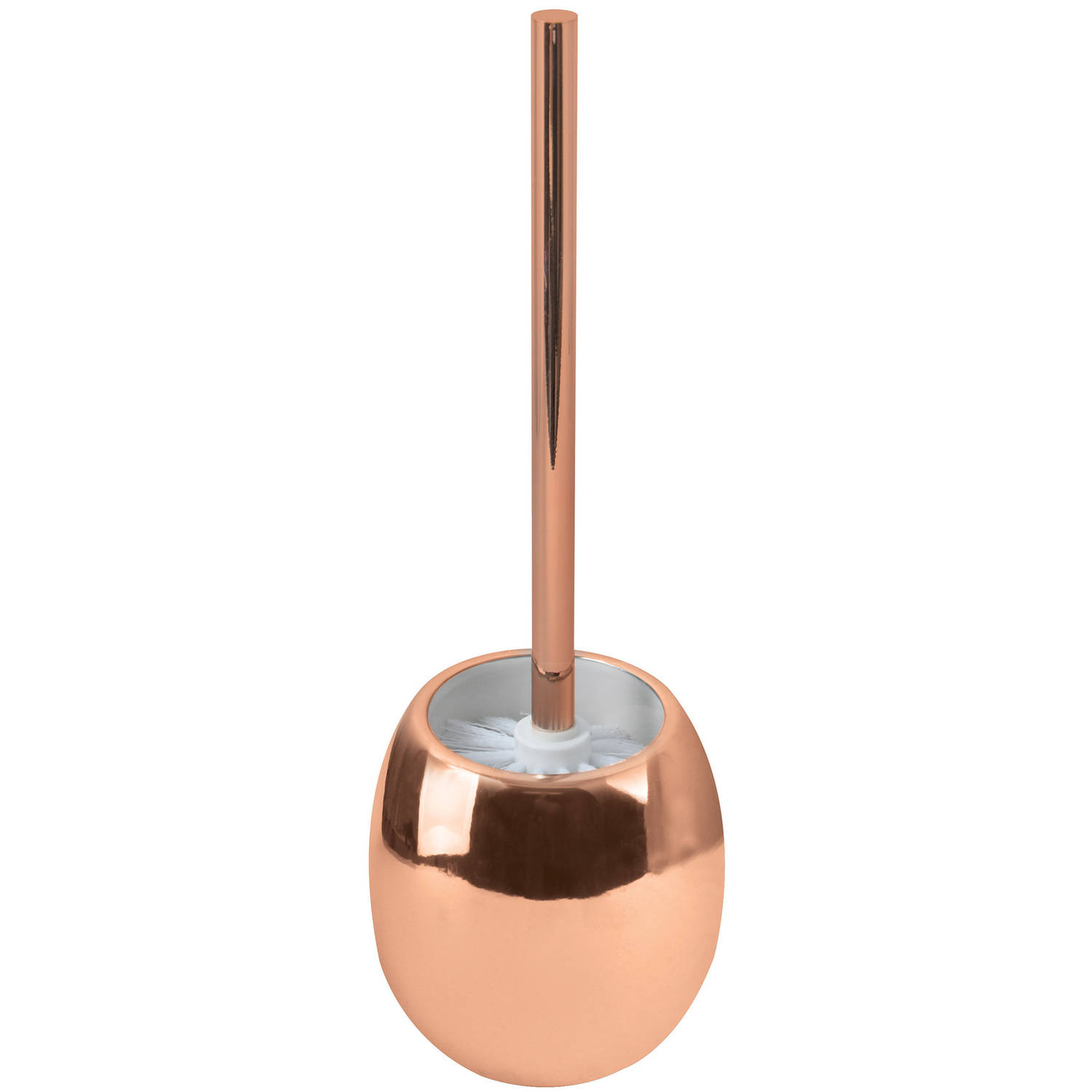 MSV Toilet/WC-borstel houder Kymi - keramiek - rose goud - 39 x 12 cm