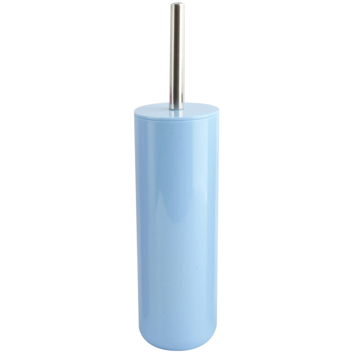 MSV Porto Toilet/wc-borstel in houder - kunststof - pastel blauw - 38 cm