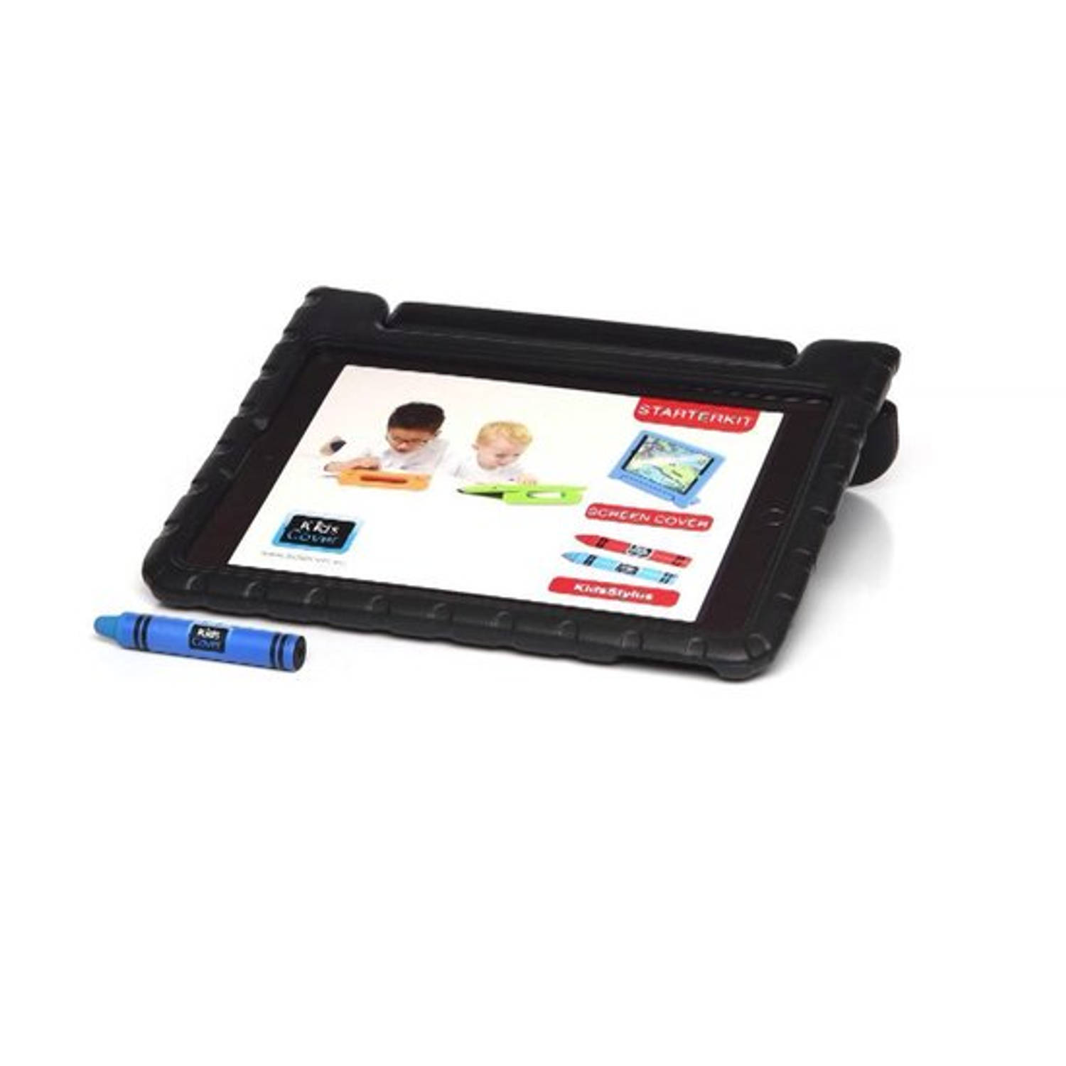 KidsCover iPad 10.2 kinderhoes zwart set - INCLUSIEF stylus & glazen screenprotector - tablet hoes voor kinderen - kidsp