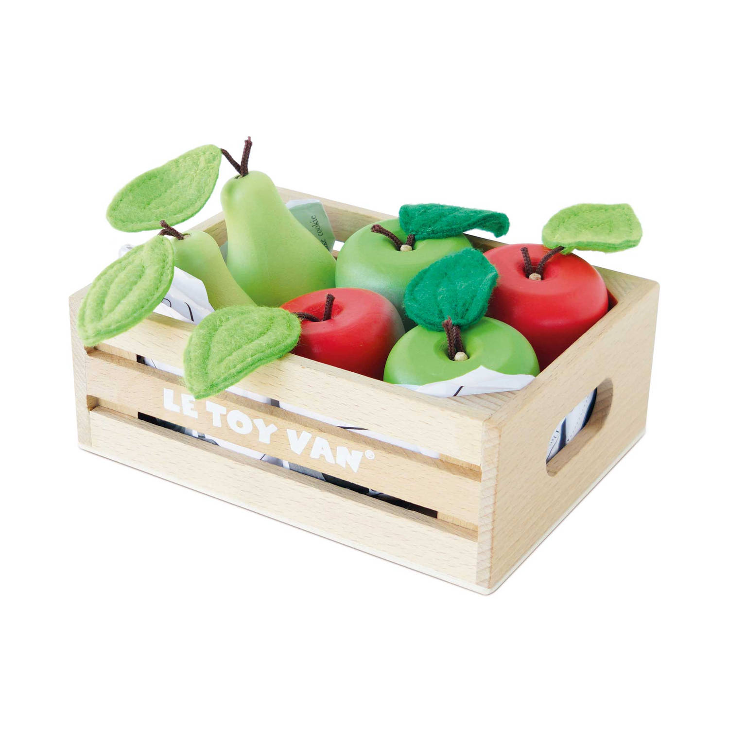 Appels en peren in houten kratje (7 delig)