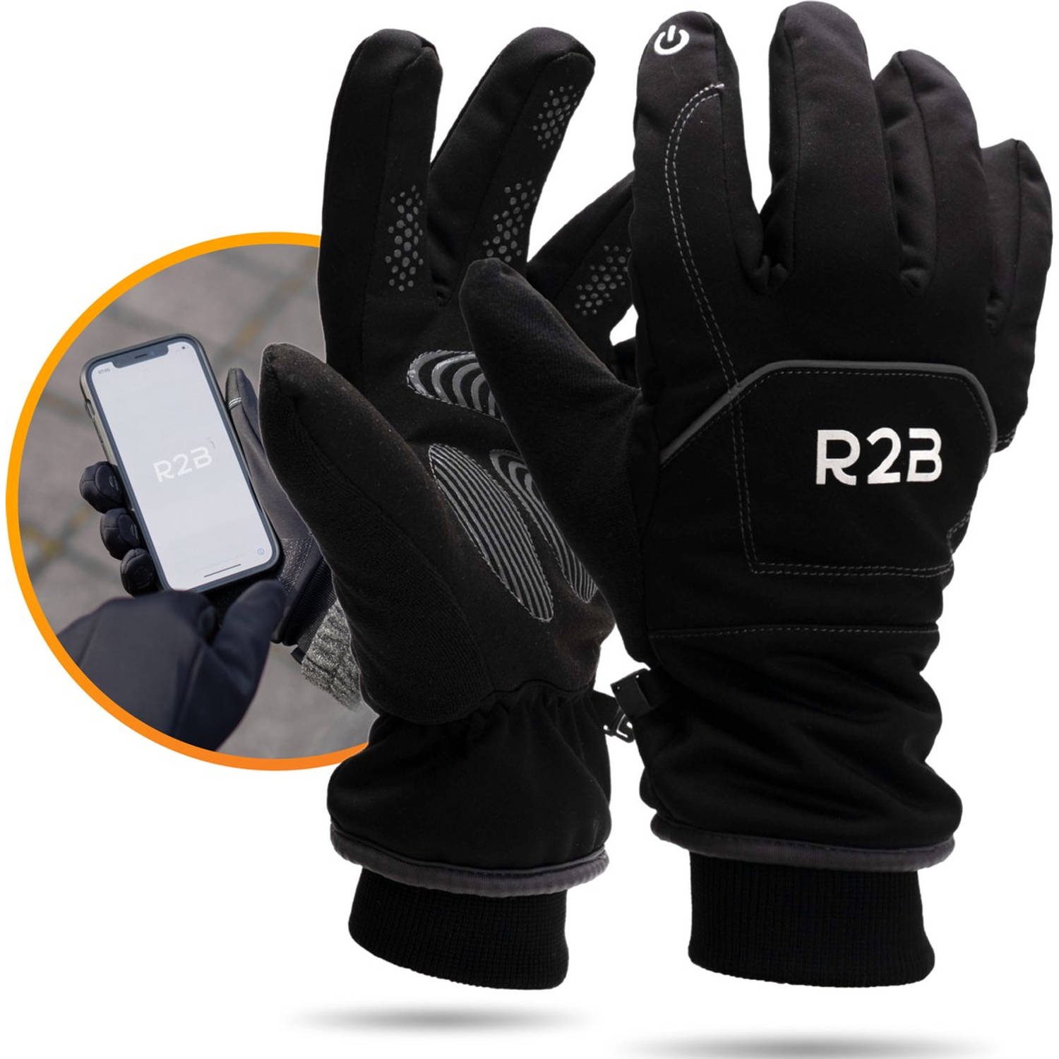 R2B® Luxe waterdichte touchscreen handschoenen heren / dames winter - Maat XS - Model Brussel - Warm - Scooter / Fiets / Ski / Wintersport - Thermo - Thinsulate