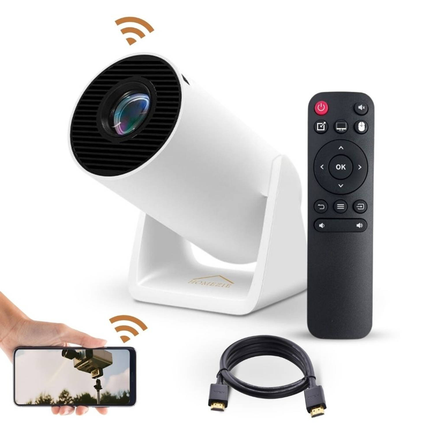 Homezie Beamer | Vernieuwde tripod | WiFi, HDMI, Bluetooth | 4K support | Android 11 | Projector