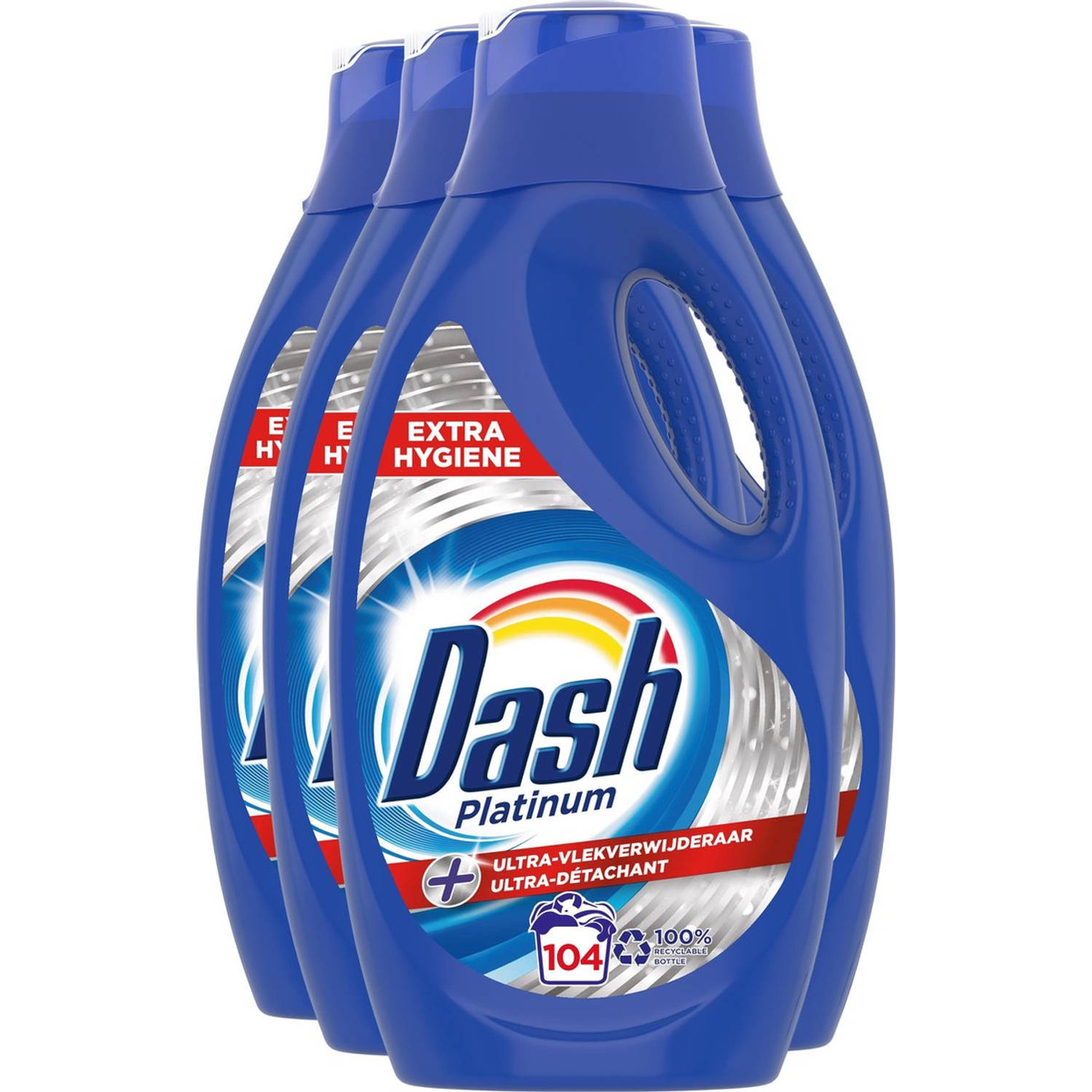 Dash Vloeibaar Wasmiddel Platinum + Ultra Vlekverwijderaar 4x26 Wasbeurten Voordeelverpakking
