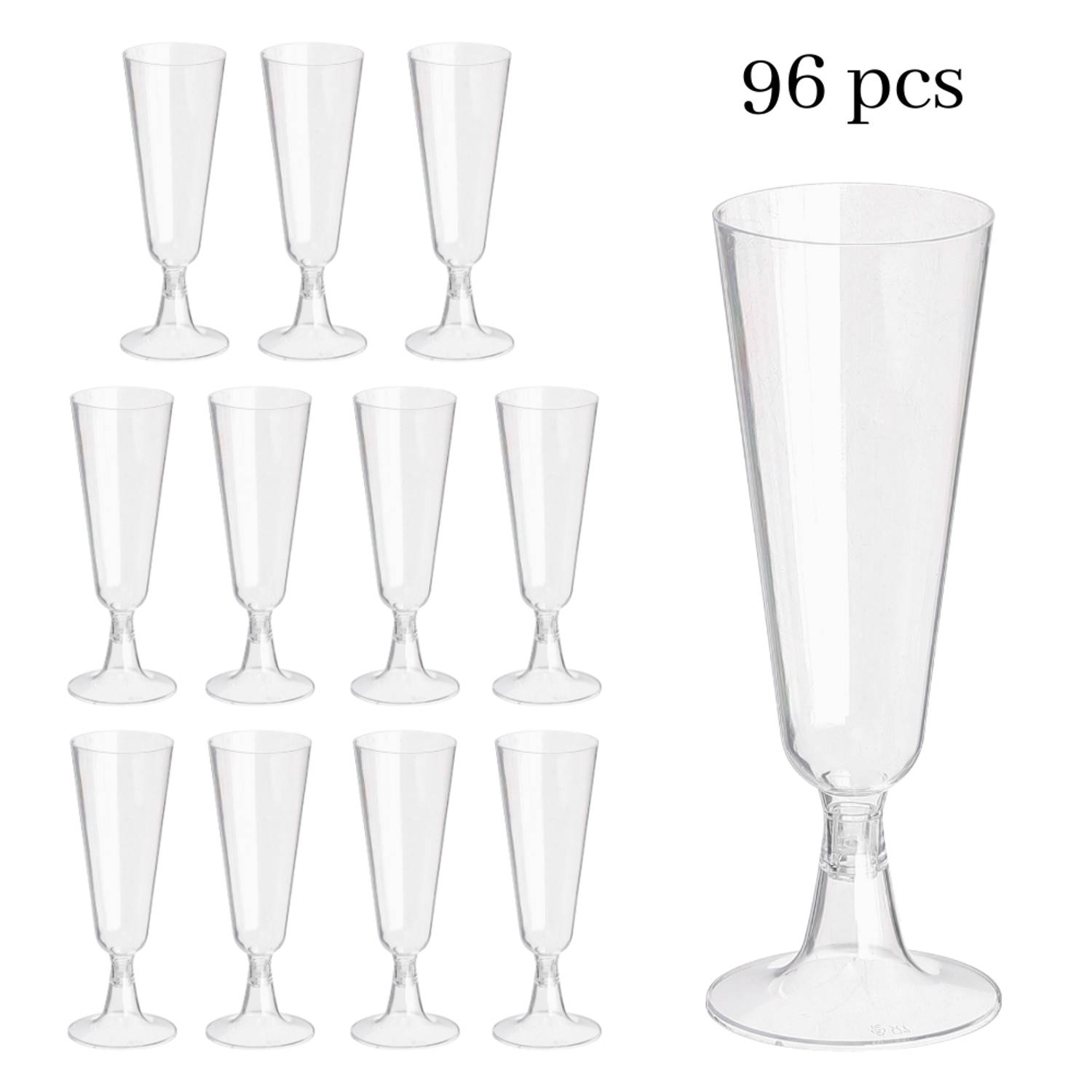 OTIX Plastic Champagne Glazen - Herbruikbaar - 96 stuks - 150ml - Transparant - Kunststof