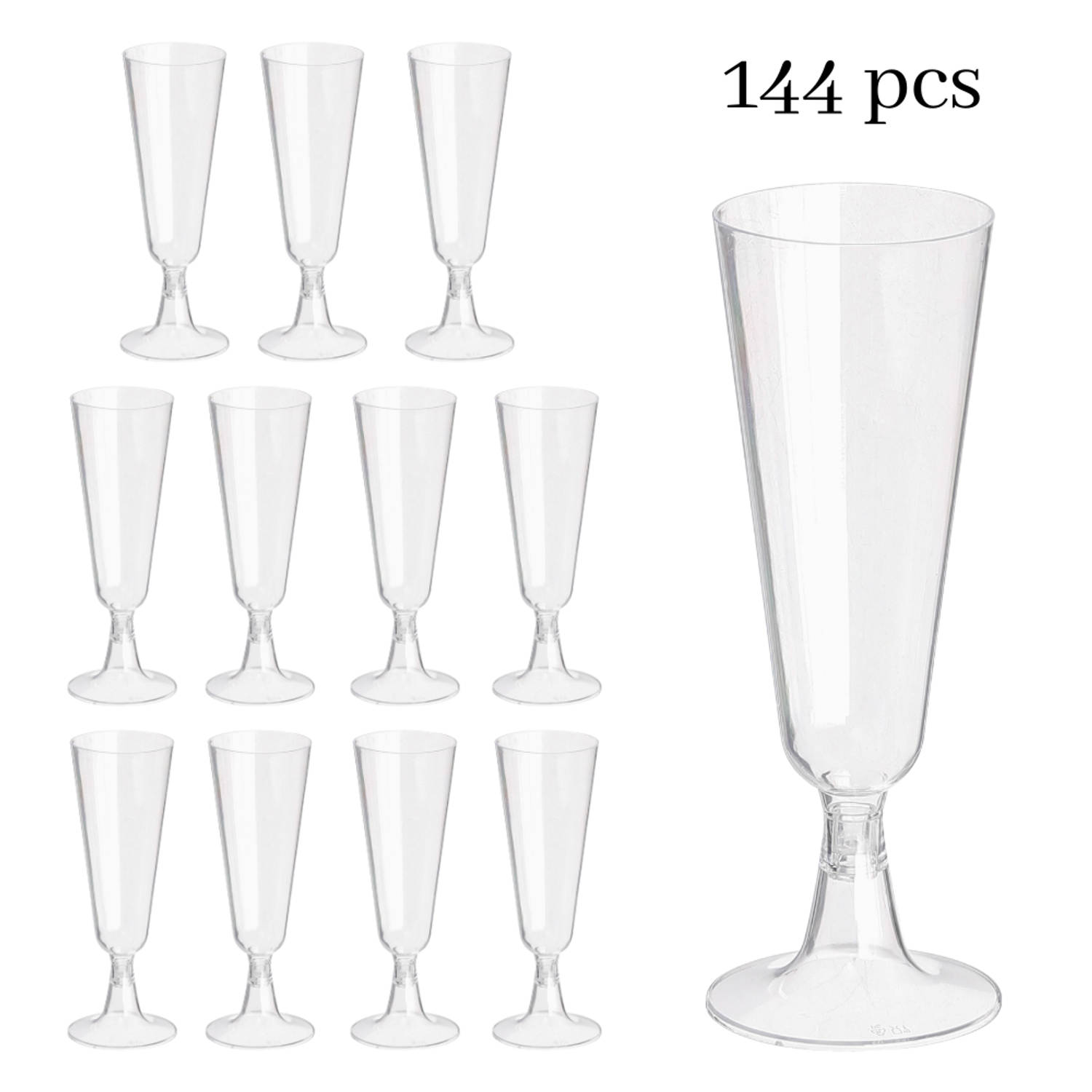 OTIX Plastic Champagne Glazen - Herbruikbaar - 144 stuks - 150ml - Transparant - Kunststof