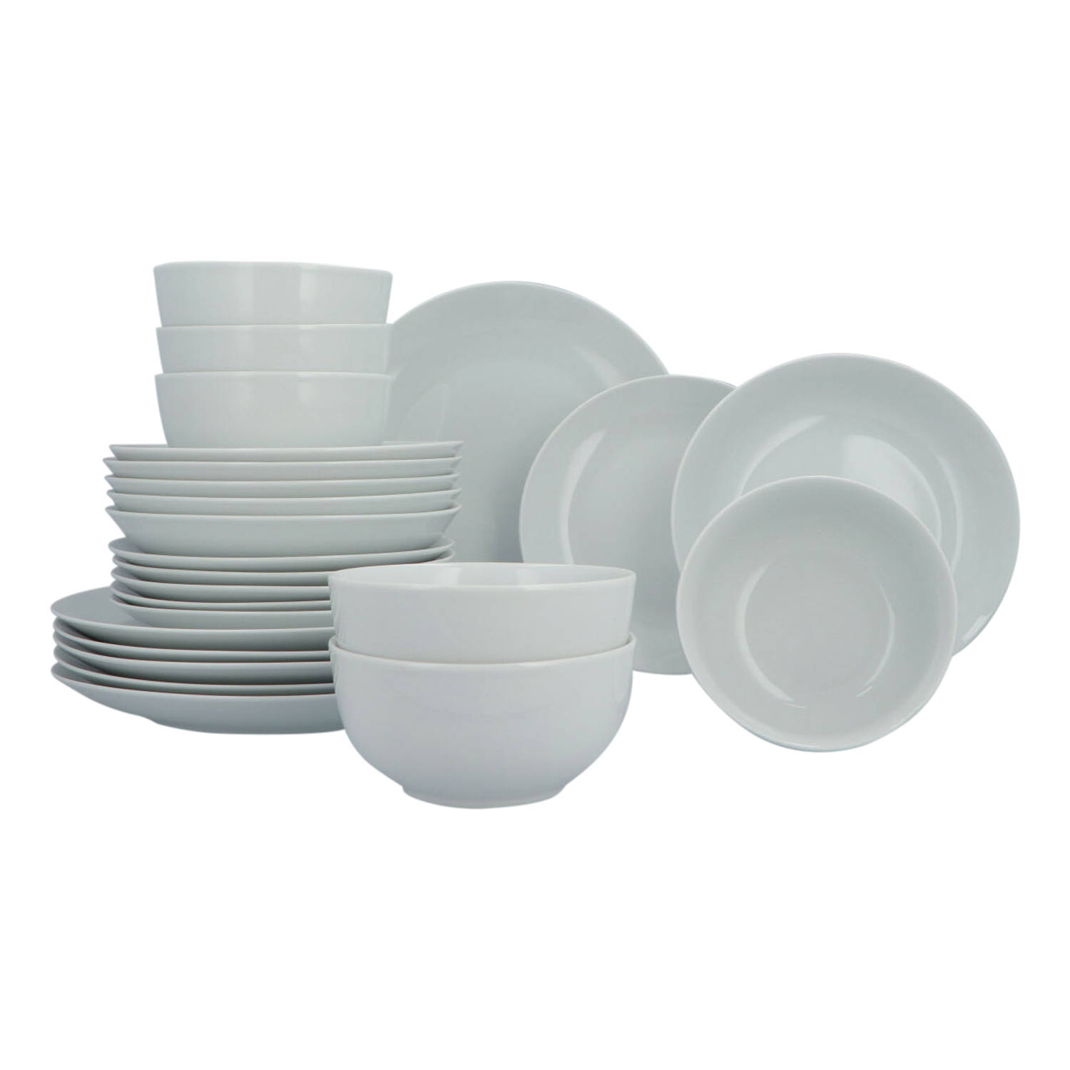 Luzzo® Servies Base 6-persoons met Pastabord - 24 delig - Wit
