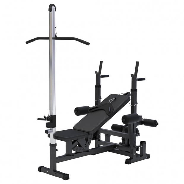 Gorilla Sports Fitnessbank met Lat Pulley - Krachtstation - Zwart