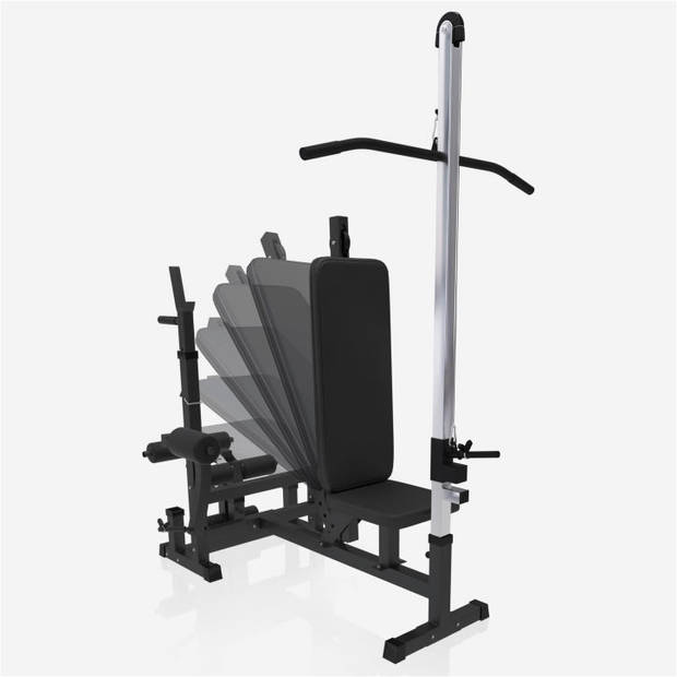 Gorilla Sports Fitnessbank met Lat Pulley - Krachtstation - Zwart