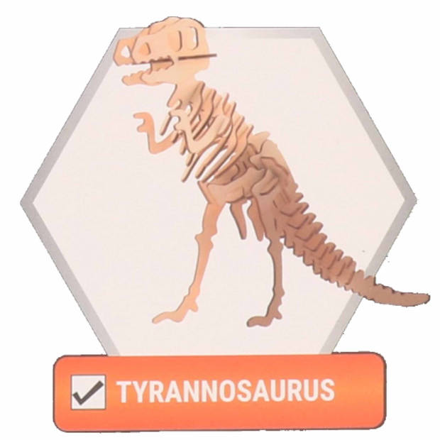 Dinosaurus Tyrannosaurus Rex 3D puzzel hout bouwpakket 21 cm - 3D puzzels