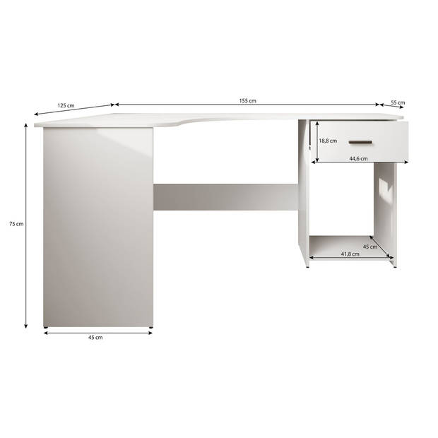 Meubella Bureau Ciudad - Eiken - Zwart - 155 cm