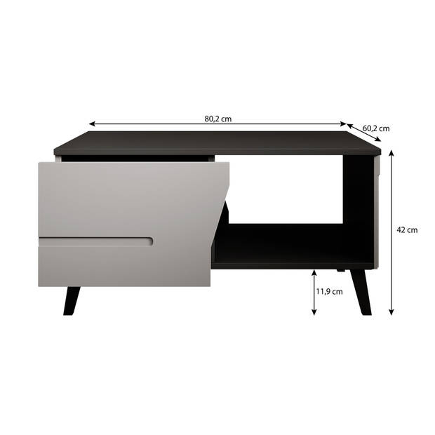 Meubella Salontafel Glory - Mat zwart - 80 cm