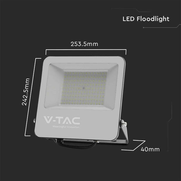 V-TAC Zwarte LED Schijnwerpers - 185lm/w - IP65 - 100W - 18500 Lumen - 6500K