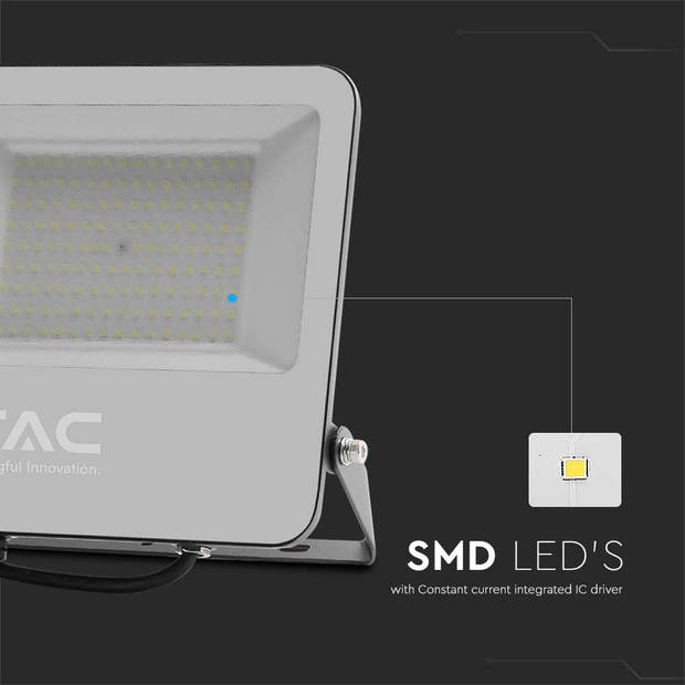 V-TAC Zwarte LED Schijnwerpers - 185lm/w - IP65 - 100W - 18500 Lumen - 6500K