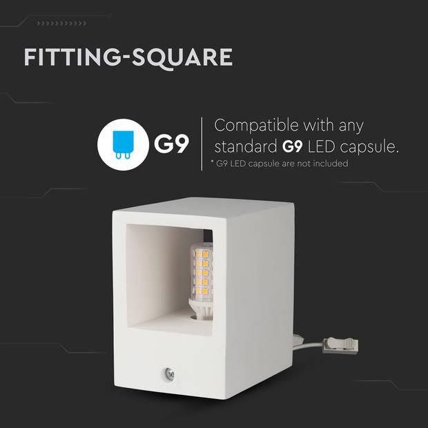 V-TAC VT-858SQ LED-spots - opbouwarmaturen G9 - IP20 - wit - Modelnr: - VT-858SQ