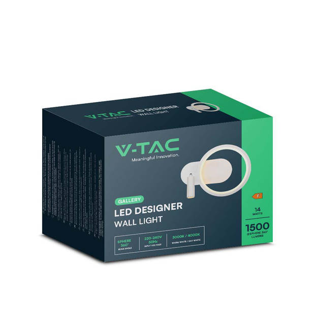 V-TAC VT-7906-B Designer wandlamp - IP20 - Zwart - 14W - 1500 Lumen - 4000K