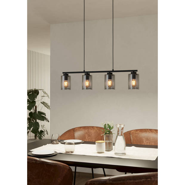 EGLO Zocabon Hanglamp - E27 - 81.5 cm - Glas - Zwart