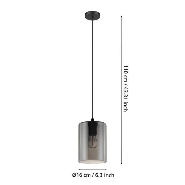 EGLO Cadaques 1 Hanglamp - E27 - 16 cm - Zwart