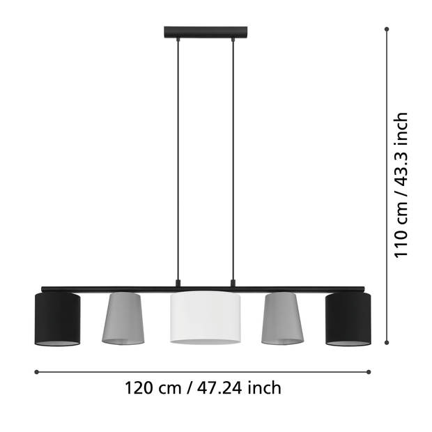 EGLO Almeida 1 Hanglamp - E14 - 120 cm - Zwart