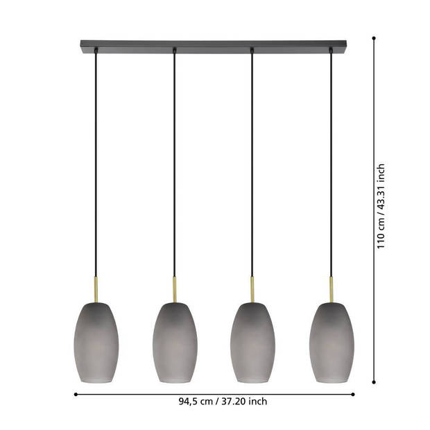 EGLO Batista Hanglamp - E27 - 94.5 cm - Zwart