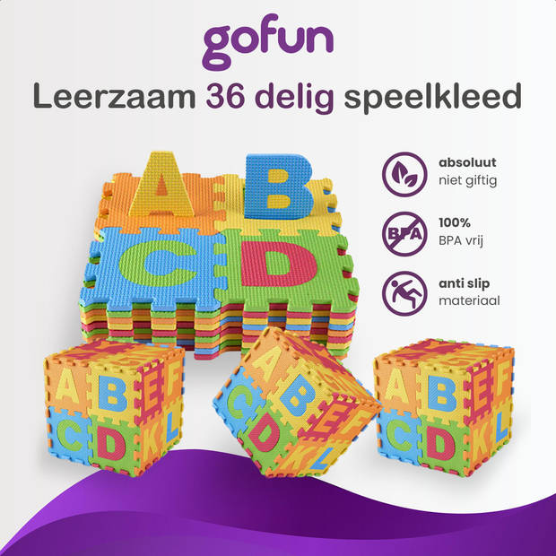 Gofun speelmat XL - Foam - Opvouwbaar Speelkleed - Baby - Tegels - Multicolor - Puzzel 86-delig - 180x180cm