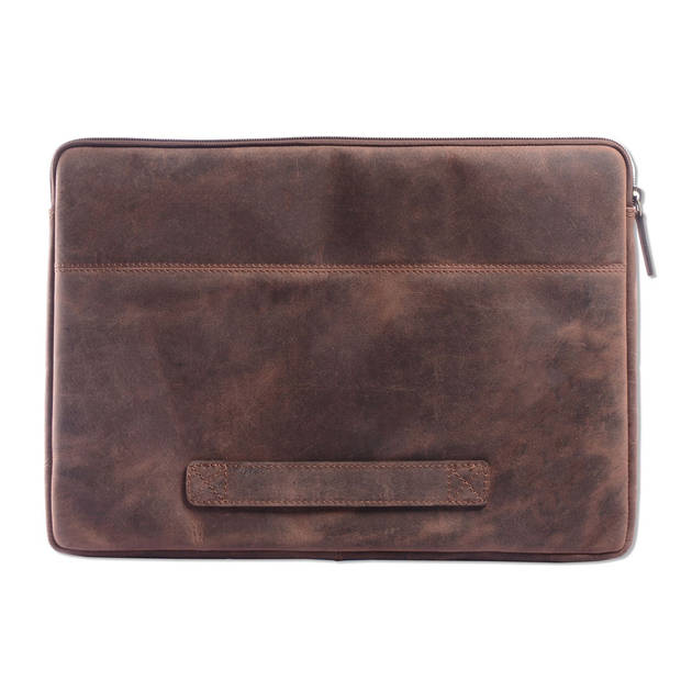 WILD WOODS Leren 15,6 inch Laptop Sleeve – Donkerbruin