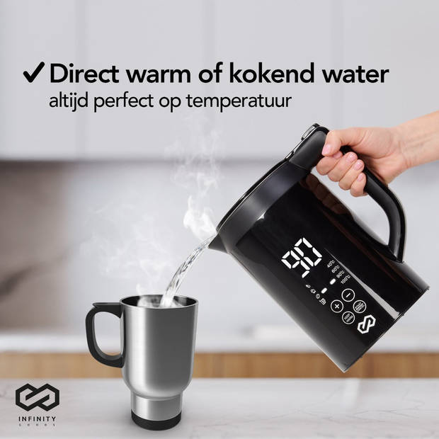 Infinity Goods Waterkoker Met Temperatuurregeling - Warmhoudfunctie - Temperatuurregeling - 1,5L - Zwart