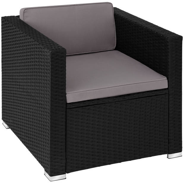 tectake® - Wicker fauteuil Lignano - zwart - 404789