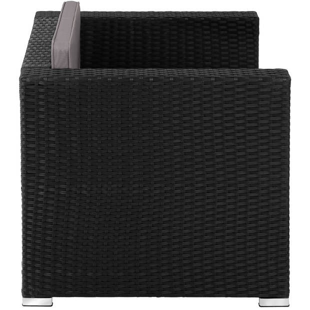 tectake® - Wicker fauteuil Lignano - zwart - 404789