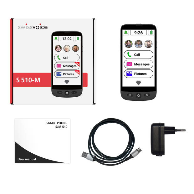 Swissvoice S510M Senioren Smartphone - 4G +- SOS knop - Android 12 - Whasapp
