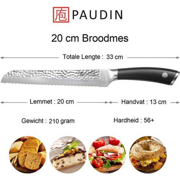 PAUDIN HP2 Professioneel RVS Japans Broodmes en Banketmes - 20 cm - Gehamerd Keukenmes