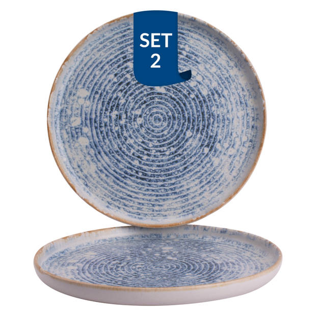 James Cooke Bord Azure Vintage 28 cm Blauw Wit Stoneware 2 stuks