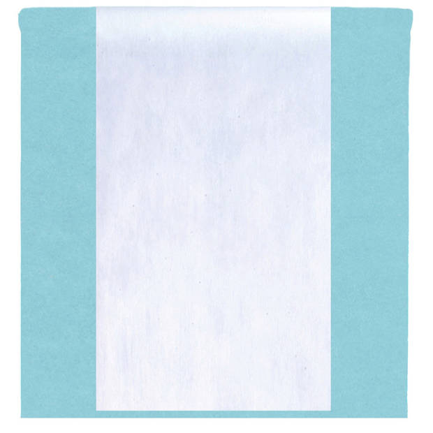 Feest tafelkleed met loper op rol - lichtblauw/wit - 10 meter - Feesttafelkleden