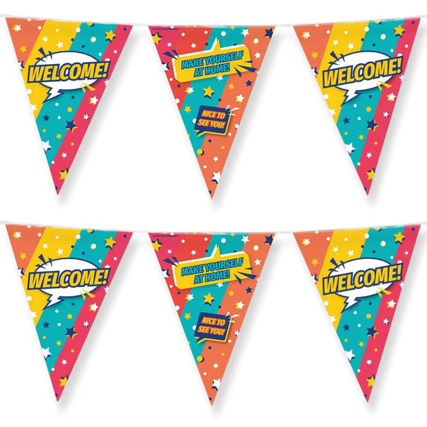 3x Stuks Paperdreams Vlaggenlijn - Welkom feest- 10m - diverse kleuren - folie - Vlaggenlijnen