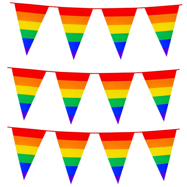 3x Stuks Boland PE vlaggenlijn - 8m - Regenboog - Universeel Thema - Vlaggenlijnen