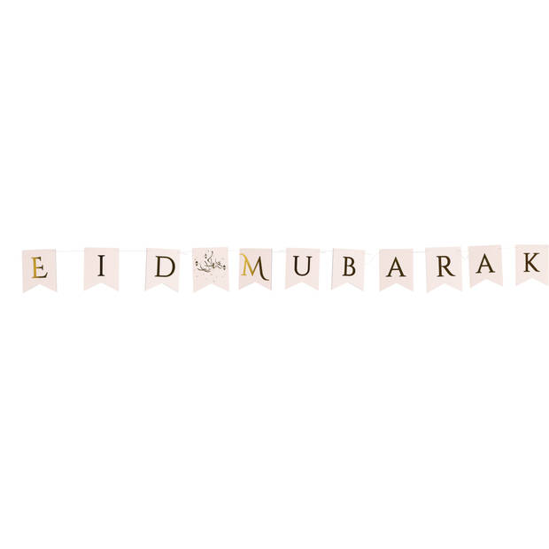 Ramadan Eid Mubarak - 2x - letter banner/vlaggenlijn - 3,5 meter - wit/goud - Vlaggenlijnen