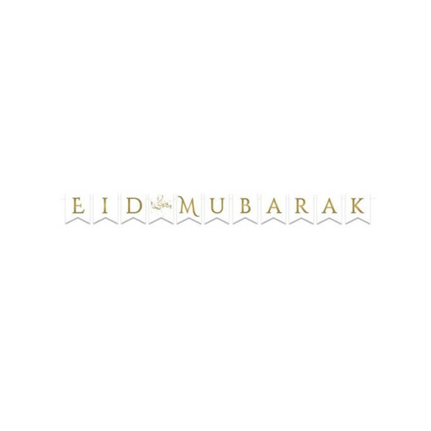 Ramadan Eid Mubarak - letter banner/vlaggenlijn - 3,5 meter - wit/goud - Vlaggenlijnen