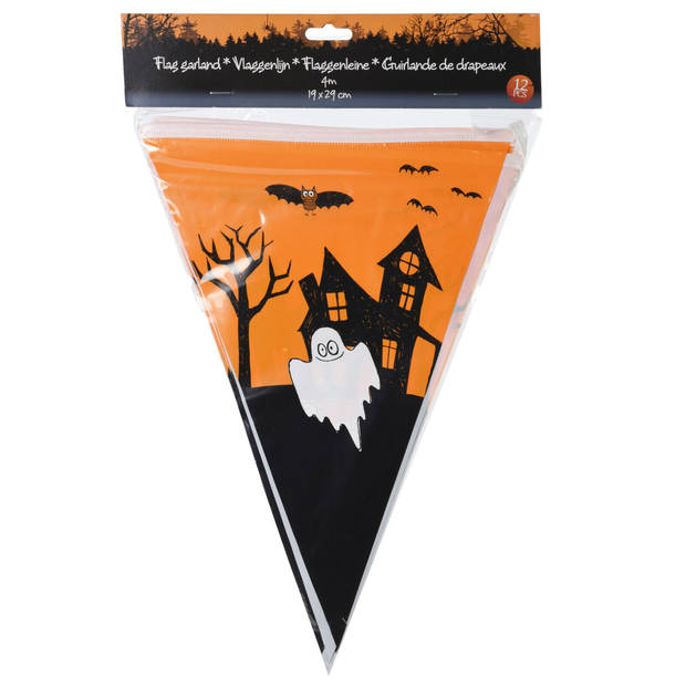 Halloween/Horror thema vlaggetjes - 3 stuks - van plastic - 400 cm - Vlaggenlijnen