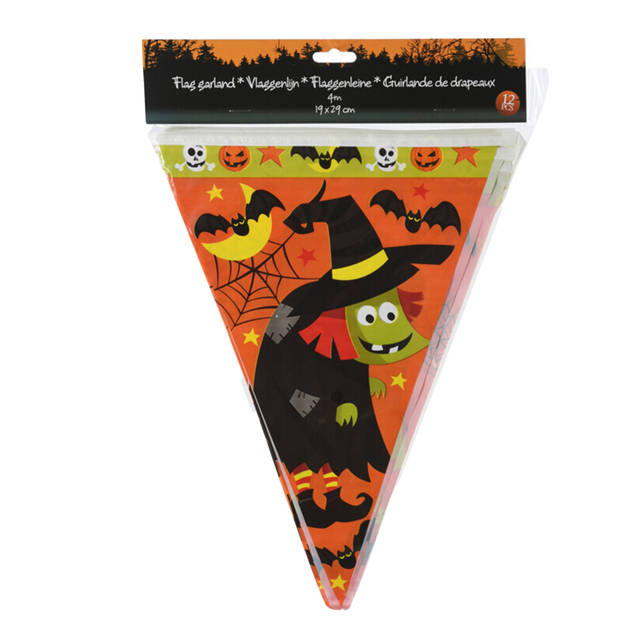 Halloween/Horror thema vlaggetjes - 2 stuks - plastic - 400 cm - Vlaggenlijnen