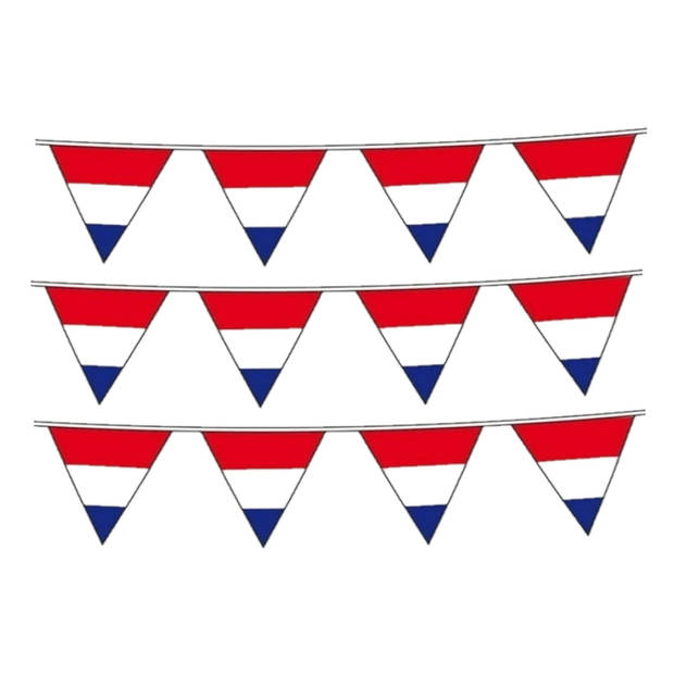 3x stuks vlaggetjes vlag kleuren rood-wit-blauw Holland plastic 10 meter - Vlaggenlijnen