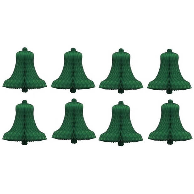 Kerstdecoratie boomversiering kerstklokjes groen 16 cm - Hangdecoratie