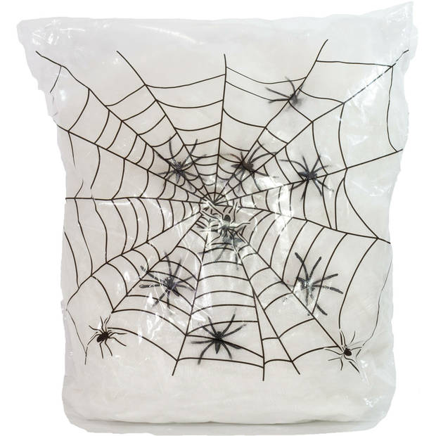 Witte spinnenwebben decoratie/versiering glow in the dark 500 gram - Feestdecoratievoorwerp