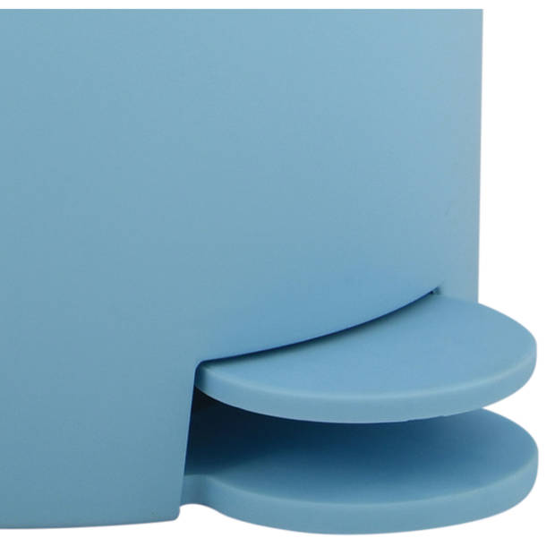 MSV kleine pedaalemmer - 2x - kunststof - lichtblauw - 3L - 15 x 27 cm - Badkamer/toilet - Pedaalemmers
