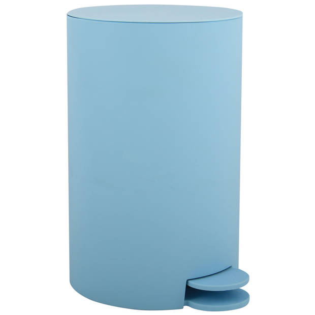 MSV kleine pedaalemmer - 2x - kunststof - lichtblauw - 3L - 15 x 27 cm - Badkamer/toilet - Pedaalemmers